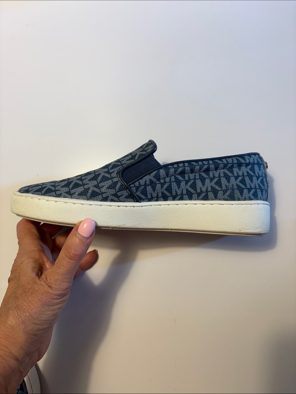 Michael Michael Kors womens Blue MK Monogram Slip-On Sneakers size 6.5 - Picture 5 of 9
